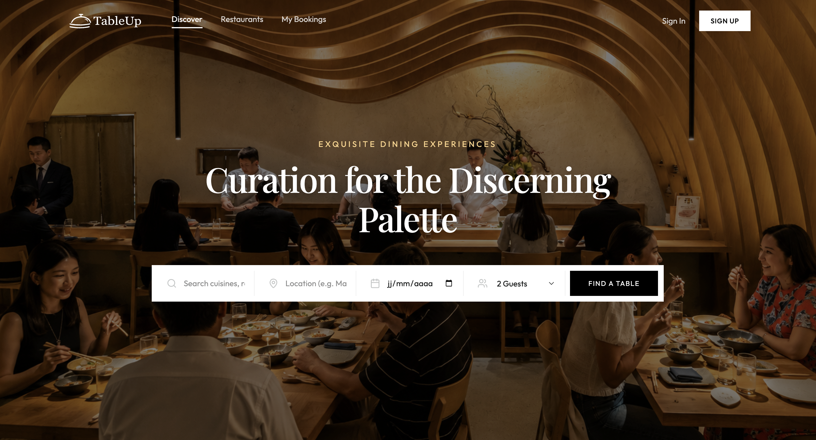 Preview of the TableUp restaurant application